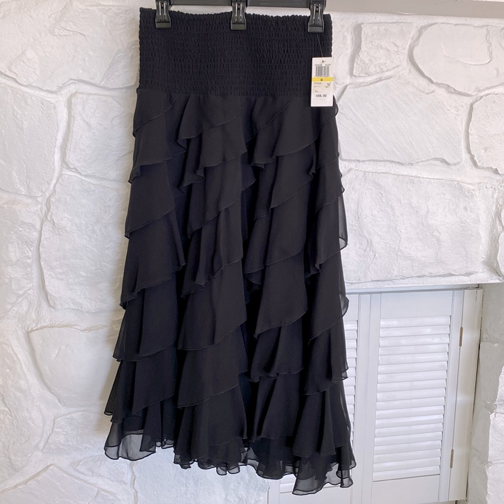 MSK layered ruffle black skirt elastic waist